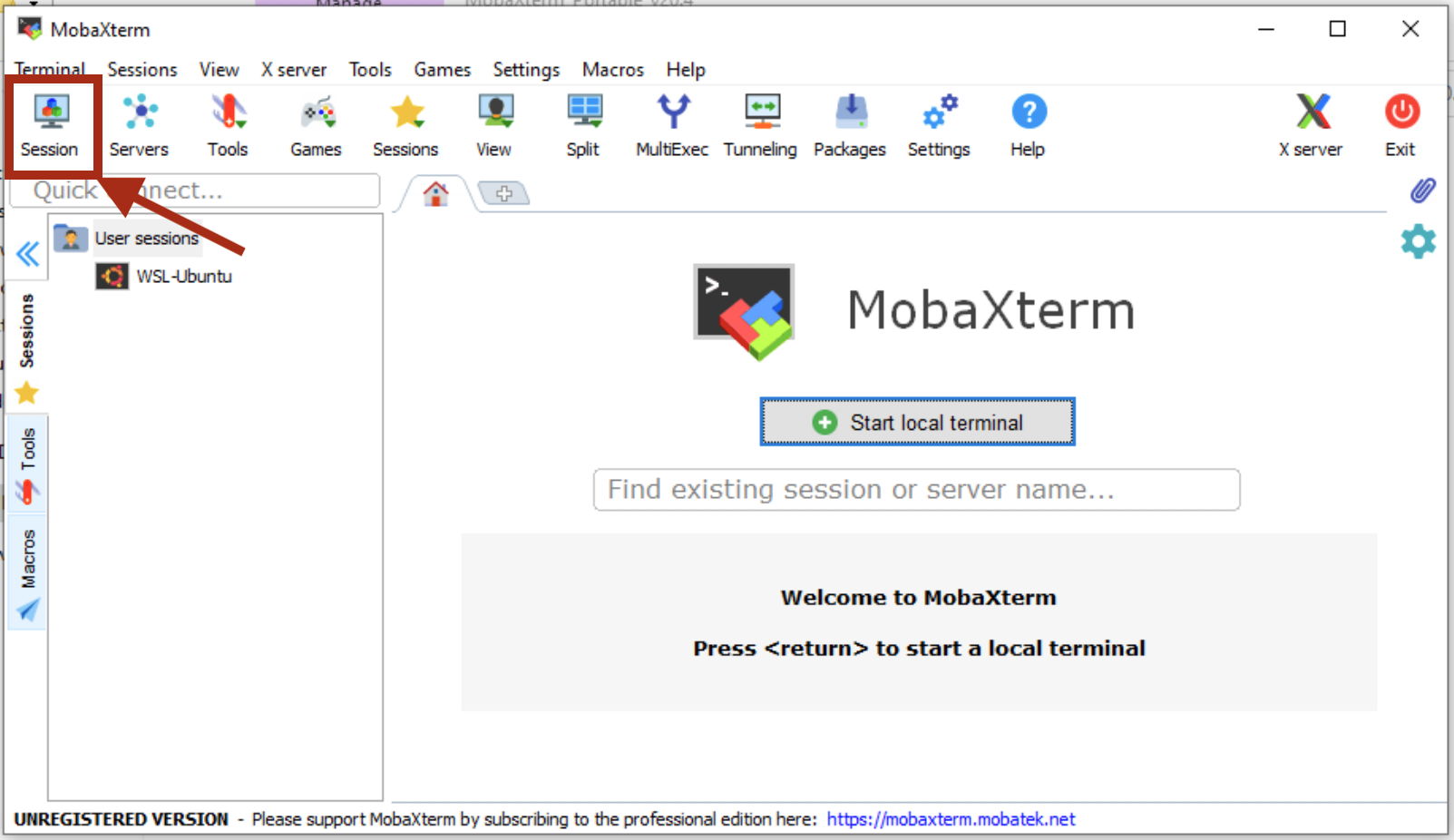 MobaXterm session
