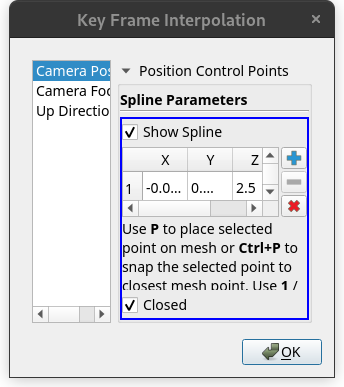 ParaView camera Key Frame Interpolation