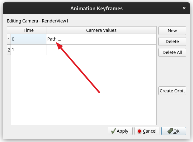 ParaView camera Animation Keyframes
